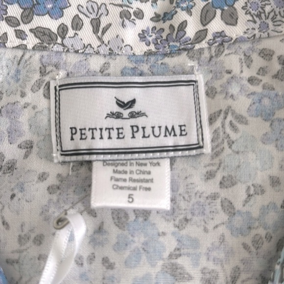 PETITE PLUME Fleur D’Azur Kids Chemical Free Flame Resistant Pajama Set Size 5 - Picture 6 of 7